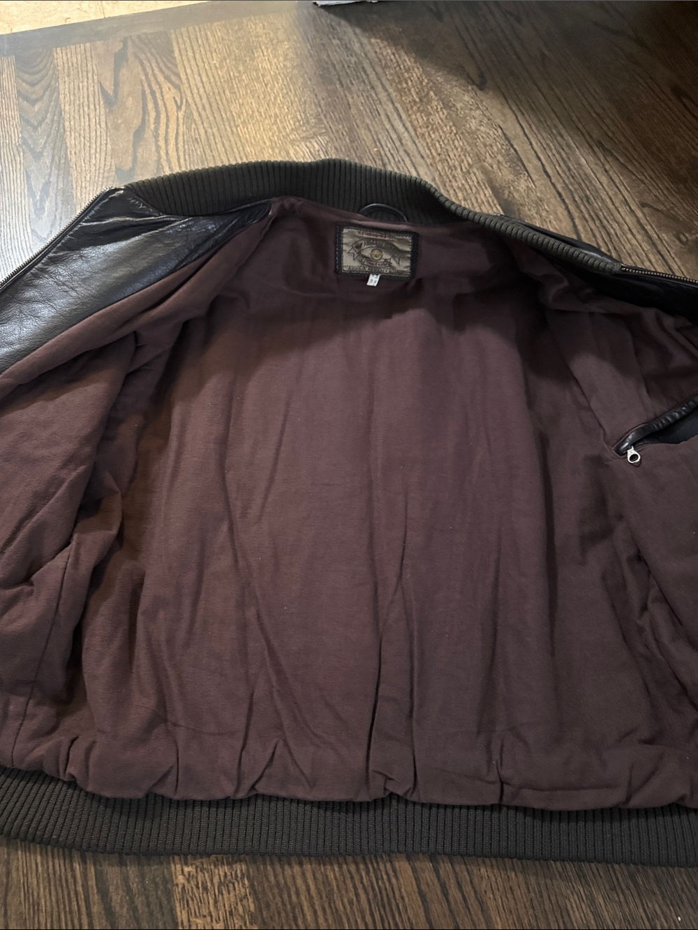 Armani Jeans Men's Dark Brown Leather Bomber Jacket - Picture 7 of 9